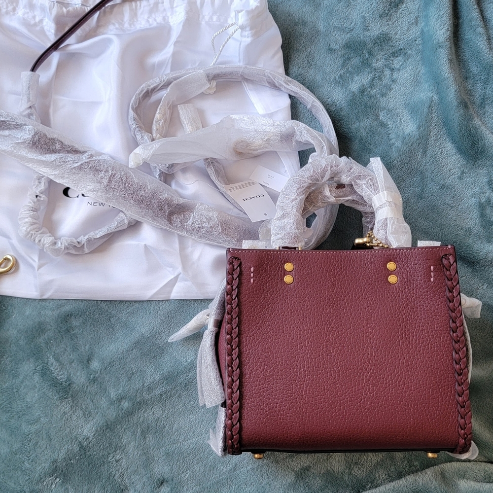Coach Rogue 20 With Braid- Wine/Brass, NWT